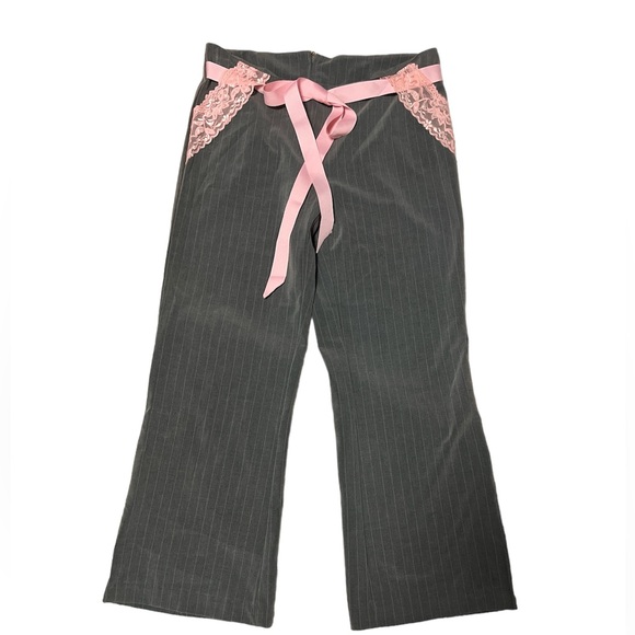 Rare Charlotte Russe NWT Vintage Juniors ankle Crop gray & pink dress pants sz 3 - Picture 2 of 7